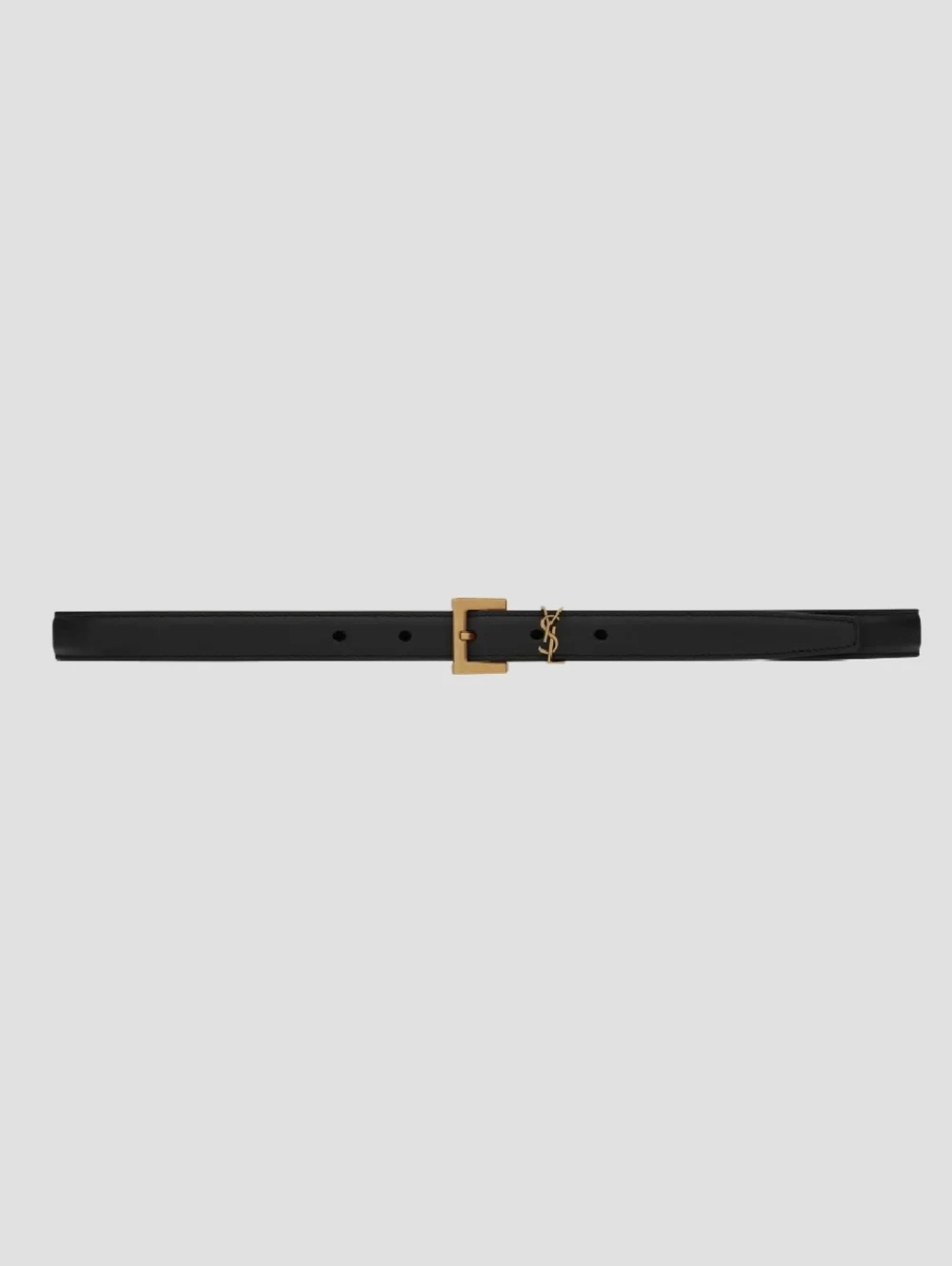Brand New! YSL Saint Laurent CASSANDRE Thin Belt Smooth Leather BLACK Calfskin - Picture 7 of 14